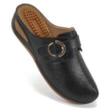 Women's Massage Beads Mule Shoes, Fashionable Thick Bottom Wedge Slip-On Closed Toe Shoes, For All Seasons