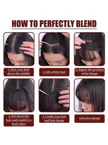 6-Inch Synthetic Hairpin Bangs Brown Invisible Front Bangs Clip Air Bangs Natural Black Wig Girl Bangs - Black - View 7