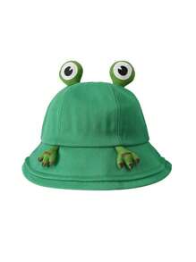 1pc Cute Frog Bucket Hat, Fashionable Sun Protection Cap - Green - View 8