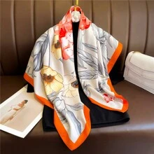 1pc 90cm Stylish Plaid Floral Printed Bandana, New Women's Headscarf Suitable For Casual And Vacation Wear, Festivals, Commuting, Etc. Bandana,Hair Band,Head Band Ideal For Dressing Up Your Look Valentine's Day - Multicolor - View 10