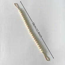1件天然波西米亚风木珠卫生纸架兼毛巾架，手工黄麻绳壁挂式收纳整理架，自然农舍风格浴室装饰 - 米色 - 查看 10