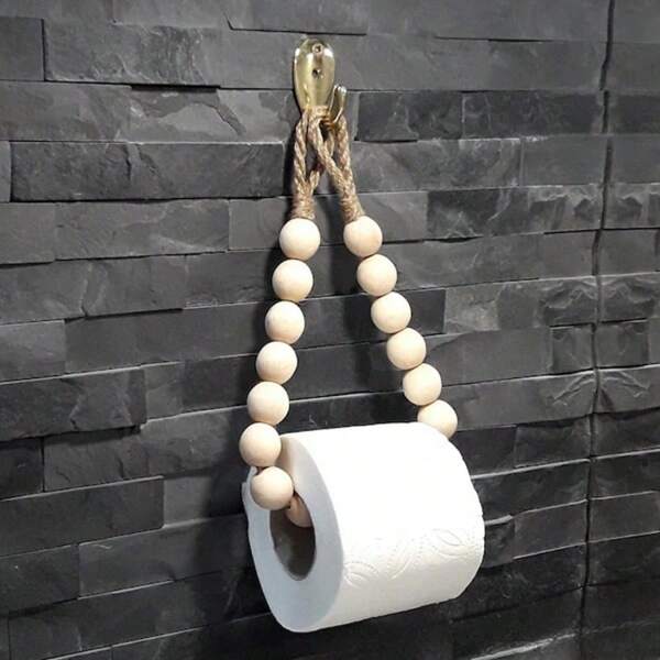 Portarrollos de papel higiénico de madera natural, soporte de pared para rollo de papel higiénico, organizador y decoración de baño para la vuelta al colegio
