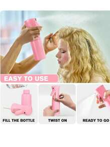 1 pieza Botella rociadora de alta presión rosa para el cabello y el maquillaje, regadera multifuncional con rocío fino, botella con bomba de presión para jardinería, accesorios rosas