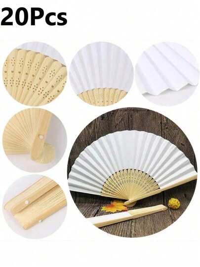 20/30/40/50pcs Vintage Handheld Foldable Paper Fan,Portable Bamboo Fan With Foldable Paper Cover - Perfect Summer Accessory For Staying Cool And Stylish, Perfect For Parties And Events Best Gifts Birthday Graduation