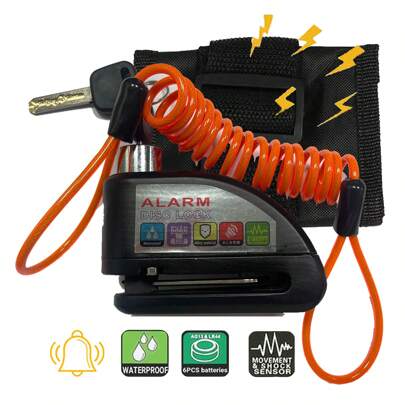 Bloqueio De Freio A Disco De Alarme De Motocicleta Bloqueio De Alarme De Freio A Disco De Roda De Scooter De Segurança Cadeado Recarregável Para Motocicleta Bloqueio De Disco De Alarme De Liga De Alumínio À Prova D'água Motocicleta Bicicleta Antifurto Bloqueios De Freio A Disco De Segurança Cadeado