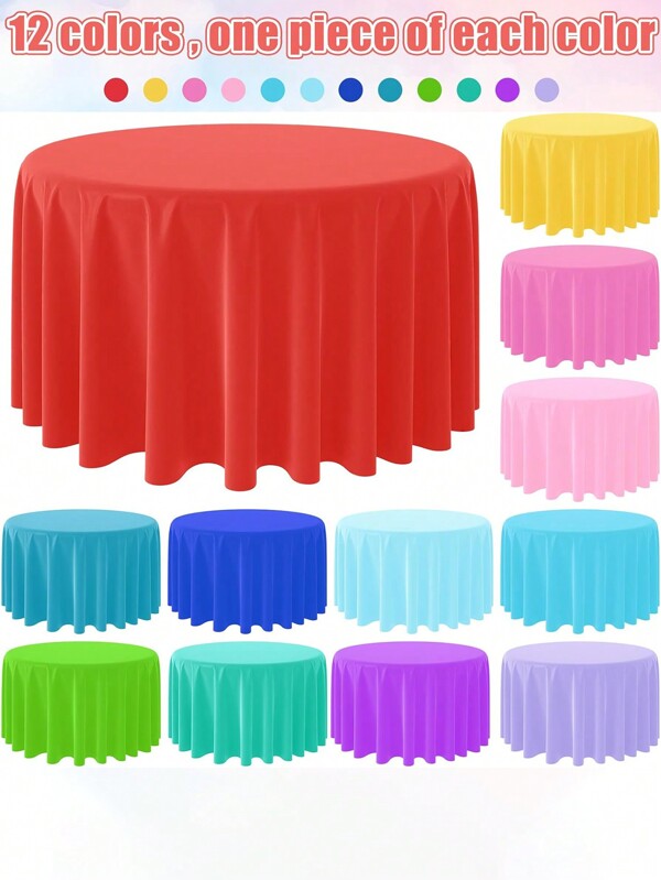 1 Pc 84-Inch Round Disposable Plastic Tablecloth, Solid Color Table Cover For Birthday Party, Wedding, Holiday, Wipe Clean, Round Dining Table Decoration, Party Supplies, Waterproof Table Topper For Easter, Thanksgiving, Mother's Day