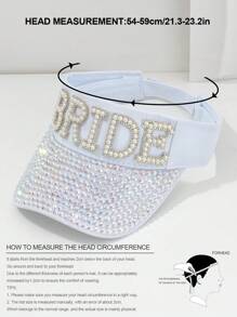 1pc Unisex Rhinestone Letter "BRIDE" Baseball Cap, Pearl Embellished Bridal Queen Sun Hat, Unique Sparkling Sequin Design With Pearl Letter, 2024 Wedding Essentials, Adjustable Outdoor Beach Cap, Suitable For Music Festivals, Travel, Hiking, Sun Protection, Parties, Daily Wear