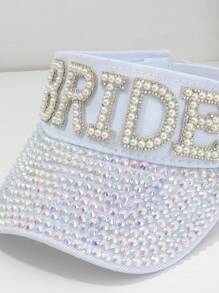 1pc Unisex Rhinestone Letter "BRIDE" Baseball Cap, Pearl Embellished Bridal Queen Sun Hat, Unique Sparkling Sequin Design With Pearl Letter, 2024 Wedding Essentials, Adjustable Outdoor Beach Cap, Suitable For Music Festivals, Travel, Hiking, Sun Protection, Parties, Daily Wear