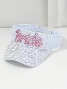 1pc Unisex Rhinestone Letter "BRIDE" Baseball Cap, Pearl Embellished Bridal Queen Sun Hat, Unique Sparkling Sequin Design With Pearl Letter, 2024 Wedding Essentials, Adjustable Outdoor Beach Cap, Suitable For Music Festivals, Travel, Hiking, Sun Protection, Parties, Daily Wear
