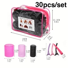 30pcs/Set Self Grip Heatless Hair Curling Roller Hair Curlers DIY Hair Styling Accessories For Women