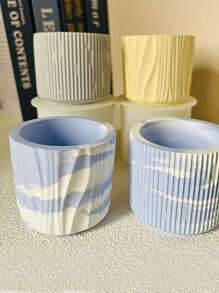 1 pieza Taza de aromaterapia de yeso/concreto DIY con moldes de silicona para almacenamiento de yeso y acabado espejo, decoración creativa