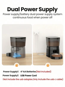 ROJECO ROJECO Automatic Cat Food Dispenser, 2 Liter Automatic Cat Feeder, Timer Feeder Program 1-6 Meal Control, Automatic Cat Feeder With Stainless Steel Bowl And Dual Power Supply, Automatic Feeder For Dogs And Cats, Adapter Not Included, Push Button Version WIFI Version Black