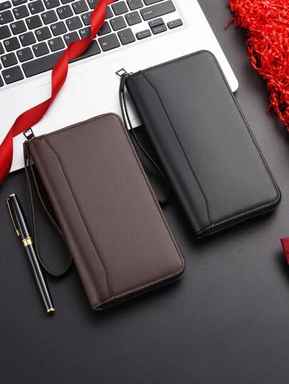 Bolsa de mão masculina com carteira de grande capacidade e clutch longa, talão de cheques moderno e sofisticado e porta-notas com zíper, adequada para negócios e lazer, com bolsa e zíper, Dia dos Namorados, compartimentos para vários cartões de grande capacidade, estilo casual de negócios, presente de aniversário, presente de formatura, presente de Dia dos Pais