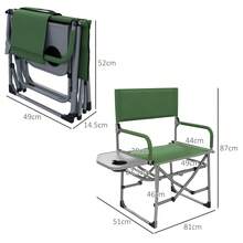 Outsunny Directors Chair, Folding Camping Chair For Adults With Side Table And Cup Holder, Portable For Garden Outdoor Fishing Beach Picnic - Green - View 2