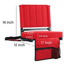 Stadium Seat For Bleachers With Back Support And Cushion Includes Shoulder Strap And Cup Holder(Single)