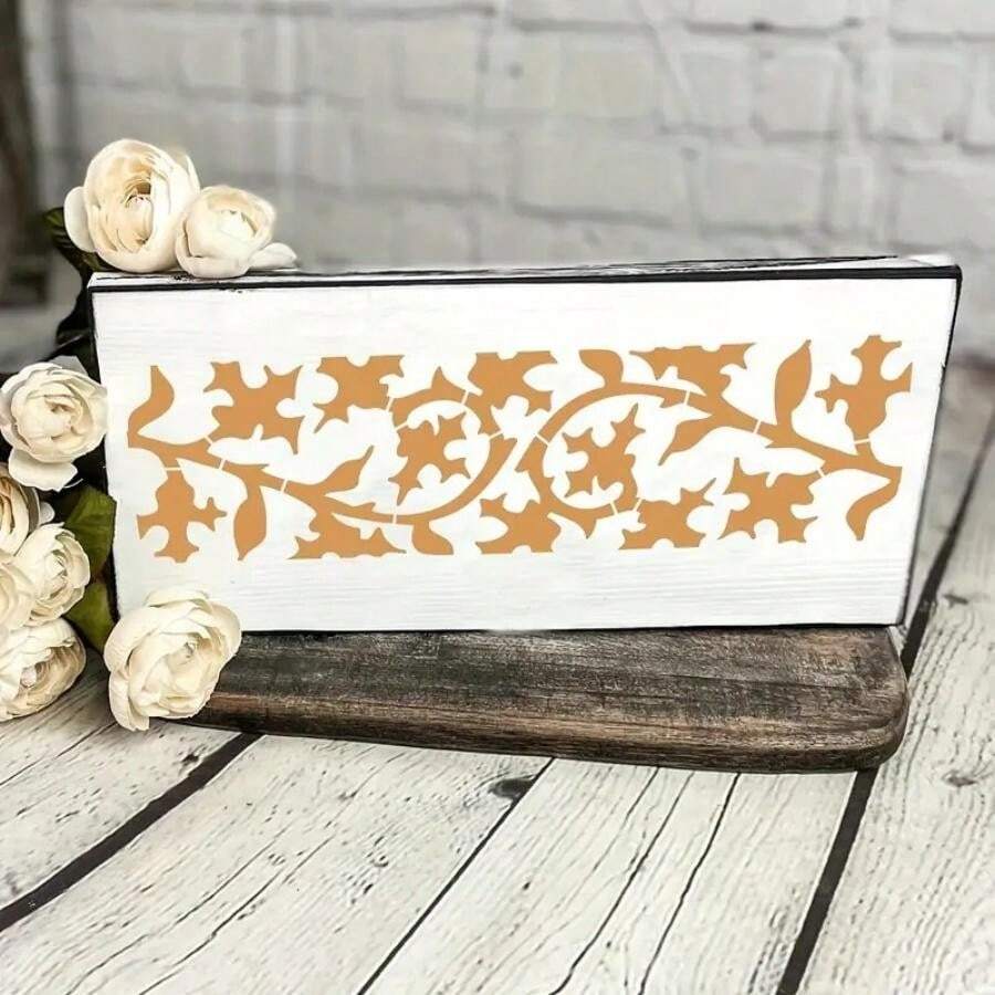 12 Pieces Border Stencils For Painting, Leaf Stencil Template Reusable