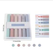 6/12pcs Aesthetic Highlighters Assorted Colors, No Bleed With Soft Tip 6 Color Aesthetic Pens Markers Stationery For Office Supplies - Multicolor - View 2