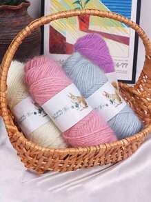 1pc Soft Tulle In Solid Color, For Knitting And Crocheting Sweaters, Shawls, Scarves, 75g/Pc
