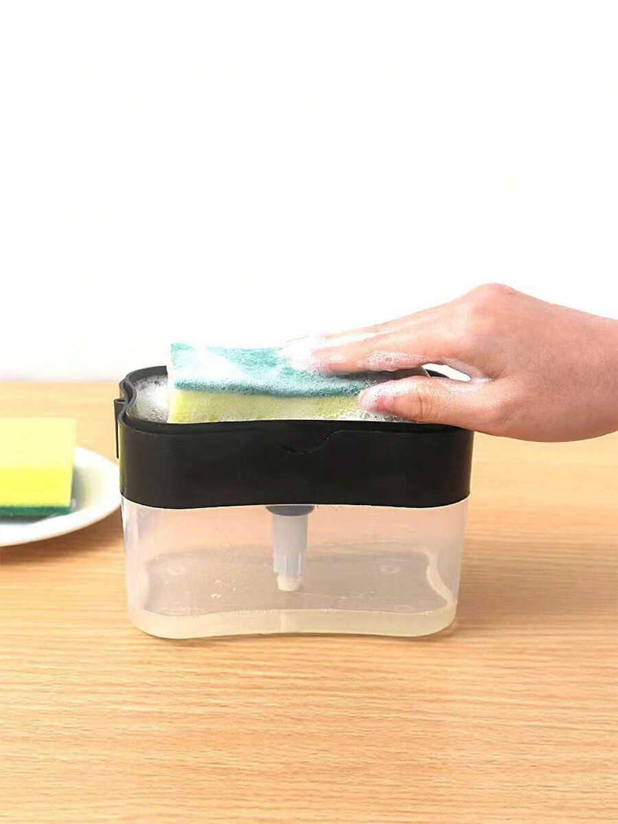 1 件厨房皂液器，按压式液体容器，用于海绵洗涤器洗洁精、储存、厨房收纳、厨房用品、房间装饰、家居装饰。 - 黑色 - 查看 1