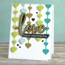 1pc Long Heart Background English LOVE Valentine Decoration Embossing Cutting Die - Silver - View 5