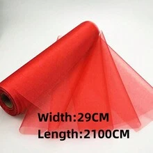 1入白色紗網布卷，寬度29CM，長度2100CM，非常適合宴會裝飾、季節裝飾、桌布、DIY工藝、婚禮拱門背景牆裝飾、窗簾、樓梯裝飾，適用於室內和室外節日。 - 白色 - 查看 6