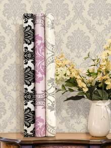 1張復古歐式圖案自粘式壁紙，防水，防污，易於清潔，適用於家居、廚房、櫃子、桌子、椅子、臥室等裝飾翻新 - 彩色 - 查看 1