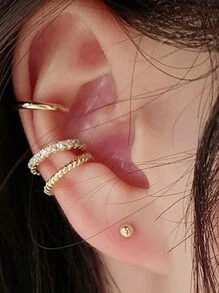 Aretes de oreja para mujeres sin perforaciones, pendientes de aro dorados enchapados en oro para orejas no perforadas, pendientes de cartucho con clip, pendientes falsos sin peso