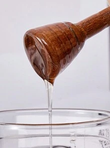 Acacia Honey Jar Lid With Dipper Wooden Cover Dip Stick Glass Container Seal Cover Storage Cover,Kitchen,Christmas Gift - one-size - View 3