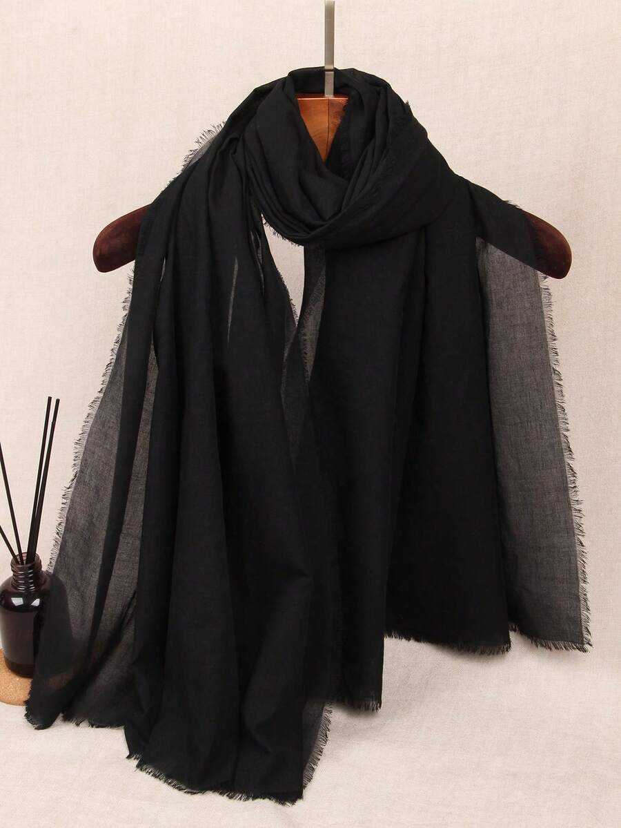 女士围巾 女士轻盈柔软时尚纯色围巾 披肩