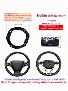 MEIKAXIU 1pc 3D Weaving PU Leather Metal Racing Style Steering Wheel Cover Without Inner Ring, Suitable For 14.5-15 Inch Car Interior Decoration - Black - View 4