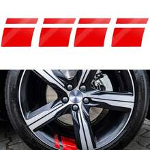 Reflective Car Stickers, Car Wheel Rim Stickers, 18-Inch-21-Inch Line Rearview Mirror Stickers - Red - View 1