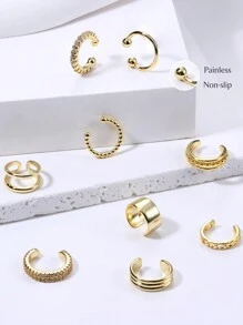 Aretes de oreja para mujeres sin perforaciones, pendientes de aro dorados enchapados en oro para orejas no perforadas, pendientes de cartucho con clip, pendientes falsos sin peso