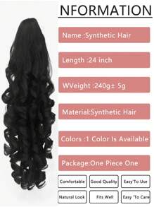 Brown Synthetic Fiber Ponytail Hair Extensions With Super Long Wavy Curls Claw Clip Hairpiece For Women, Daily & Party Use - Black - View 8