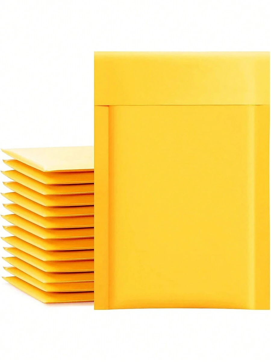 10 paquetes de sobres burbuja Kraft, bolsas pequeñas de envío autoadhesivas, sobres acolchados amarillos - Amarillo - Ver 1