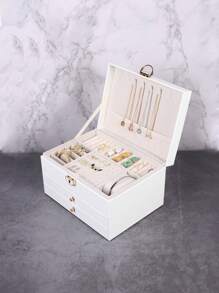 1入組多層首飾類收納現代素色綠色多功能首飾收納盒 - 白色 - 查看 10