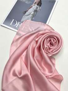 1pc Solid Color Scarf, Comfortable & Elegant, Classic Spring/Autumn New Design, Versatile & Stylish Women Scarf Bandana - Pink - View 5