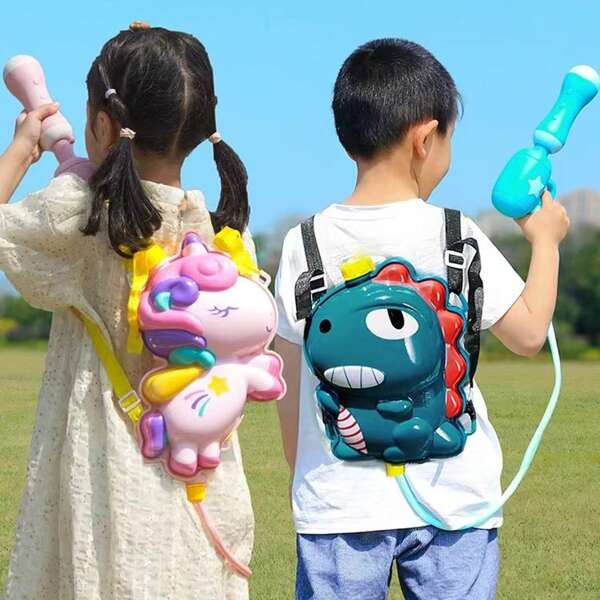 [Certificación para niños] 1 Set Mochila con pistola de agua de 2000ml para niños de 3-6 años, juguete de agua para exterior, jardín, playa, piscina, rociador de verano 6-8m, regalo apropiado para jardín de infantes de niños y niñas, accesorios de color aleatorio