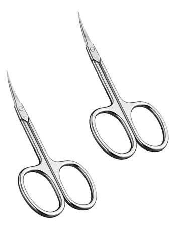 1/2 件超细指甲和脚趾甲修剪角质层剪刀，精密尖端护理套装，俄式美容剪刀肘部前角质层剪刀必备美甲工具，眉毛修剪剪刀不锈钢角质层剪刀小剪刀，用于修剪眉毛、睫毛、指甲和干燥皮肤，专业工具男女美甲护理，两种版本随机发货。