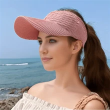 قبعة مرنة محبوكة عادية، قبعة نسائية فارغة للتهوية للمارة في الهواء الطلق والحماية من الشمس - متعدد الألوان - مشاهدة 4
