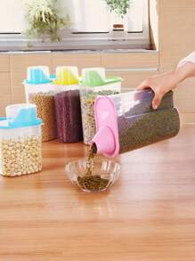 Contenedor de almacenamiento de granos conveniente y práctico para la cocina, frasco de plástico transparente y sellado para almacenar granos y cereales, almacenamiento, organizador de cocina, artículos de cocina, decoración de habitación, decoración del hogar. - Multicolor - Ver 3