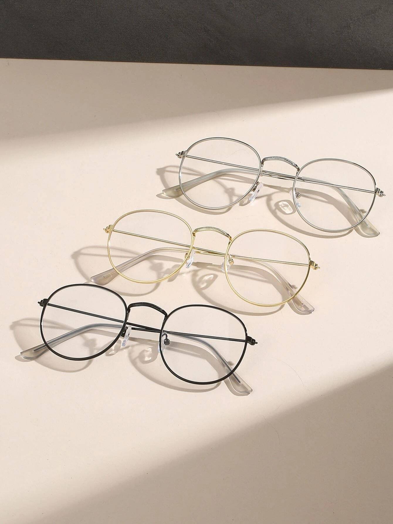 3pcs Metal Round Framed Glasses,Retro Round Frame Eyeglasses For ...