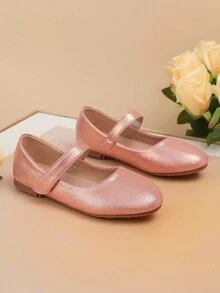 1pair Cute Golden Slip-Resistant Flat Outdoor Princess Shoes, Suitable For Spring And Summer - Pink - View 4