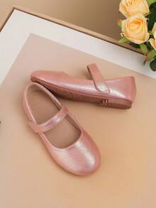 1pair Cute Golden Slip-Resistant Flat Outdoor Princess Shoes, Suitable For Spring And Summer - Pink - View 5