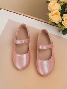 1pair Cute Golden Slip-Resistant Flat Outdoor Princess Shoes, Suitable For Spring And Summer - Pink - View 2