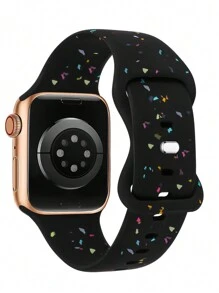破碎的花卉运动硅胶表带兼容 Apple Watch 表带 38 毫米 40 毫米 41 毫米 42 毫米 44 毫米 45 毫米 49 毫米,柔软运动防水表带替换腕带适用于 Ultra 系列 9 8 SE 7 6 5 4 3 2 1 女士男士作为返校学生的礼物 - 黑色 - 查看 10