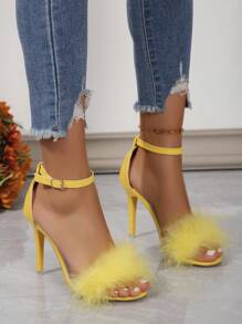 2024 New Elegant Sexy Fashionable Casual Nightclub Anti-Slip Versatile Fuzzy Women High Heels Sandals