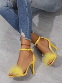 2024 New Elegant Sexy Fashionable Casual Nightclub Anti-Slip Versatile Fuzzy Women High Heels Sandals