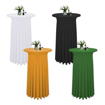 Spandex Cocktail Table Skirt 60x110 Cm Stretch Cocktail Tablecloth Round Cocktail Table Skirt With Wavy Drapes Spandex Fitted High Top Table Covers For Party, Banquet, Wedding And Events