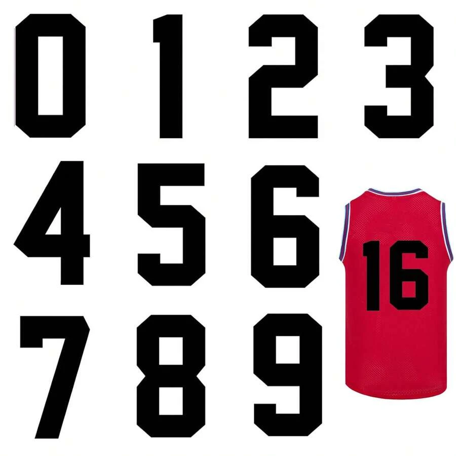 Số truyền nhiệt 0 đến 9 Số Jersey Bàn ủi mềm trên số cho đồng phục đội Áo thể thao Áo bóng đá Bóng rổ Bóng chày, Sắt số trên đề can Miếng vá Trang trí quần áo thủ công DIY (8 inch-Đen)