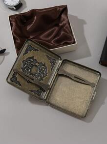 1pc Vintage Exquisite Heart Shaped Box (Fit For 20pcs Carved Copper Incense Sticks) With Rhinestone Inlayed Pattern, Smoking Accessories, Cigarette Storage, Cigarette Holder Case, Gifts - Bronze - View 4